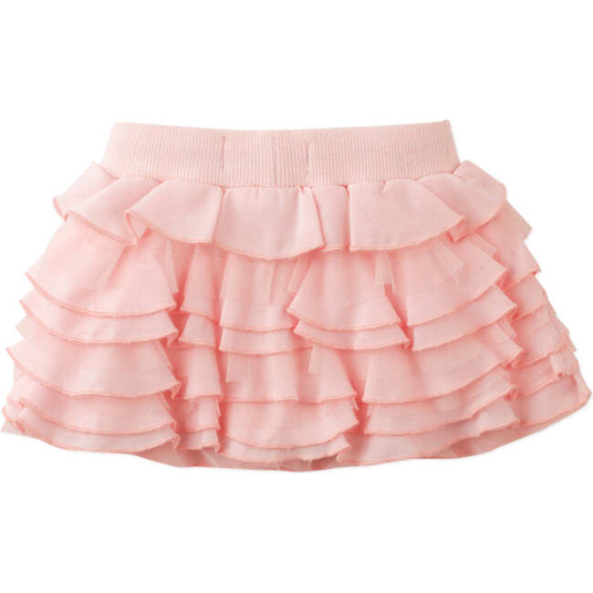 Baby Wilma Tiered Skorts With Ribbed Waistband, Peach - Skirts - 2