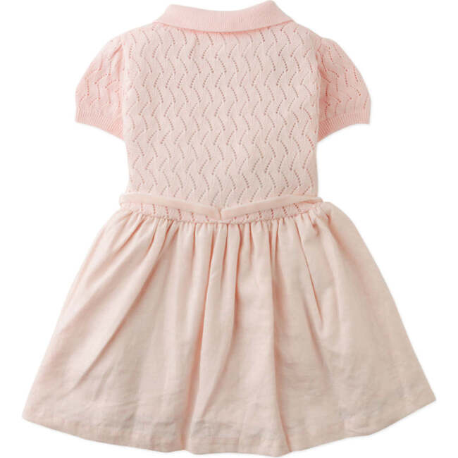 Baby Peggy Dress With Puff Sleeves And Belt, Peach - Dresses - 2