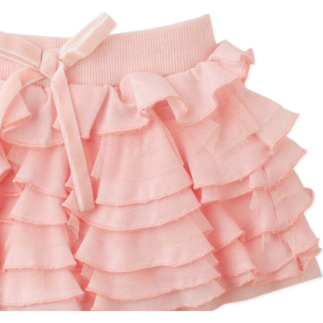 Baby Wilma Tiered Skorts With Ribbed Waistband, Peach - Skirts - 3