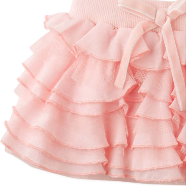 Baby Wilma Tiered Skorts With Ribbed Waistband, Peach - Skirts - 4