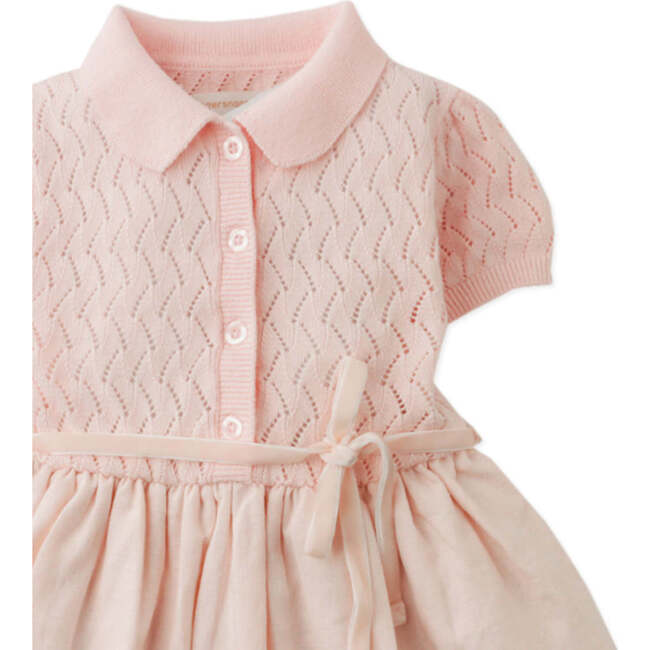 Baby Peggy Dress With Puff Sleeves And Belt, Peach - Dresses - 3