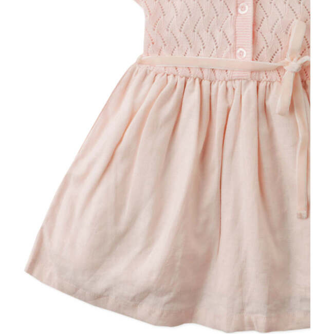 Baby Peggy Dress With Puff Sleeves And Belt, Peach - Dresses - 4