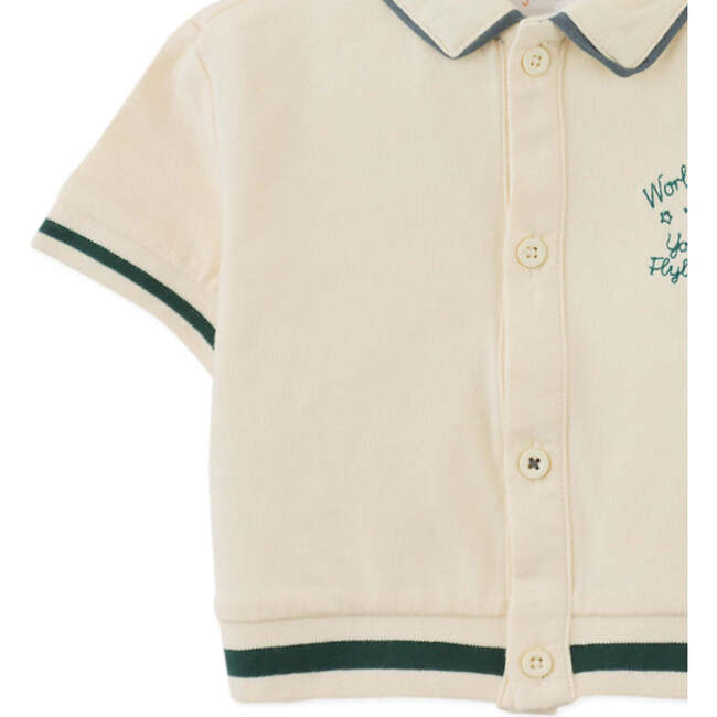 Baby Emman Button Down Polo, Offwhite - Polo Shirts - 4