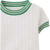 Baby Donna Top With Stripey Ribbing, Offwhite - Blouses - 3