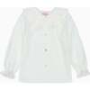 White Polka Dot Lorna Long Sleeve Baby Girl Shirt - Blouses - 1 - thumbnail