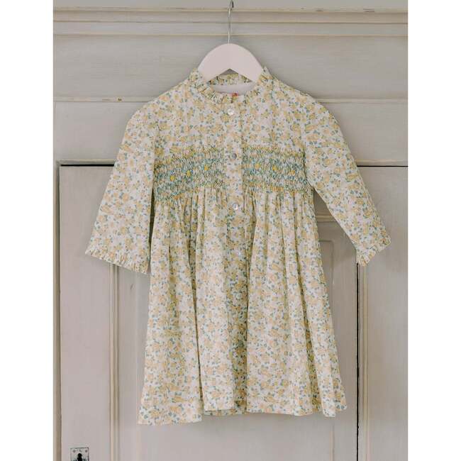 Yellow Floral Casilda Girl Hand-Smocked Dress - Dresses - 6