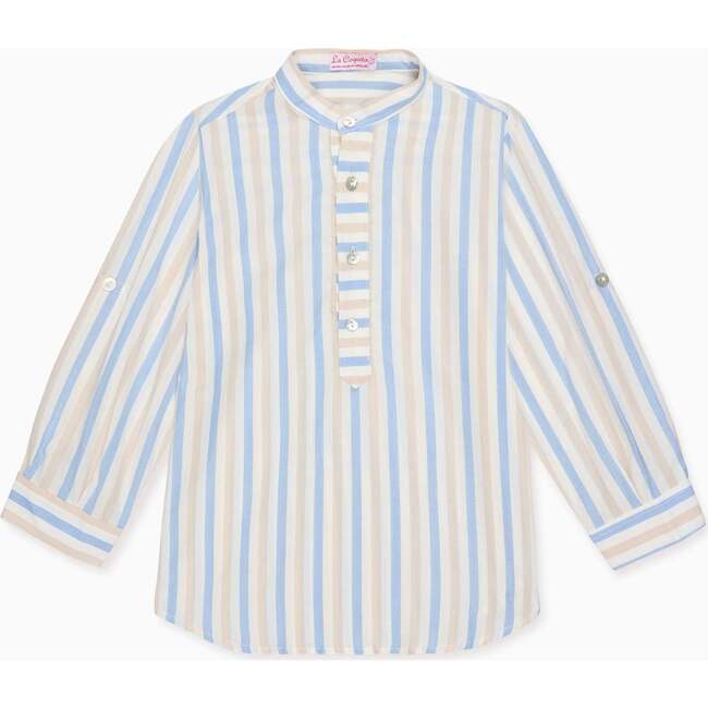 Sand Stripe Jazmin Cotton Long Sleeve Boy Shirt