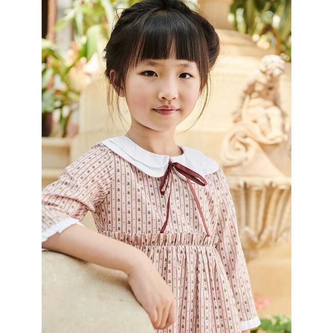 Pink Floral Stripe Alondra Girl Dress - Dresses - 3