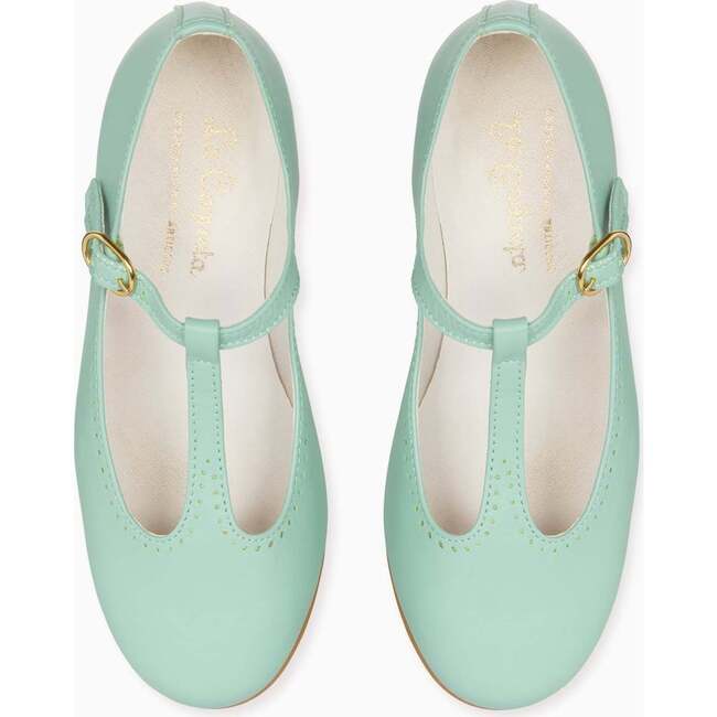 Pale Green Leather Girl T-Bar Shoes