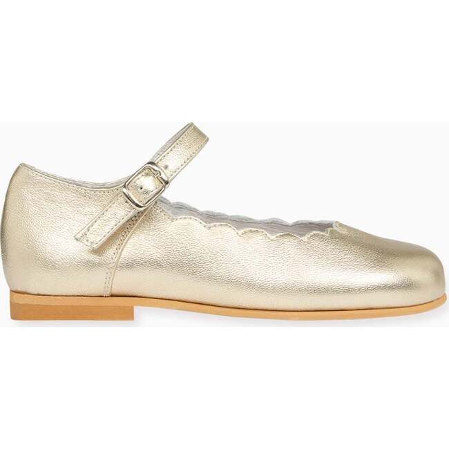 Gold Leather Girl Scallop Mary Jane Shoes - Mary Janes - 4