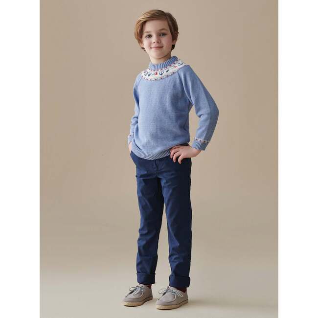 Dusty Blue Maritimo Cotton Boy Jumper - Sweaters - 3