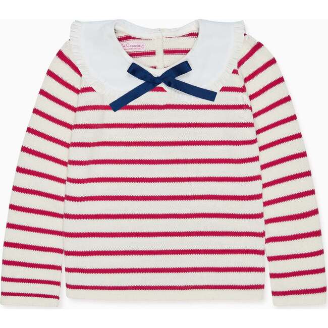 Burgundy Stripe Morissa Cotton Girl Jumper