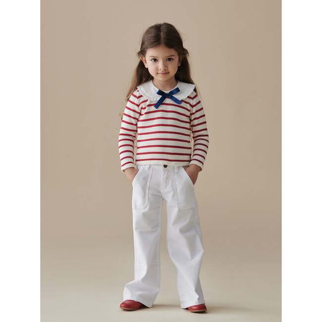 Burgundy Stripe Morissa Cotton Girl Jumper - Sweaters - 2