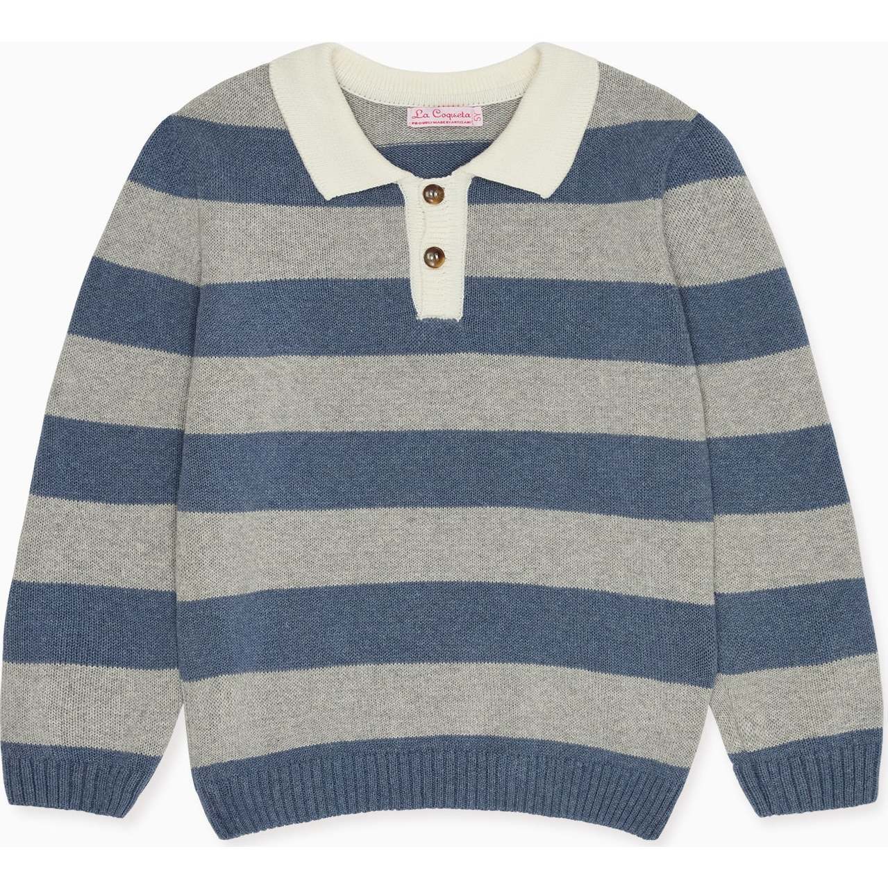 Blue Stripe Roman Cotton Boy Jumper - Sweaters - 1
