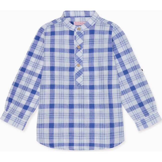 Blue Check Jazmin Cotton Long Sleeve Boy Shirt