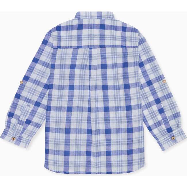 Blue Check Jazmin Cotton Long Sleeve Boy Shirt - T-Shirts - 4