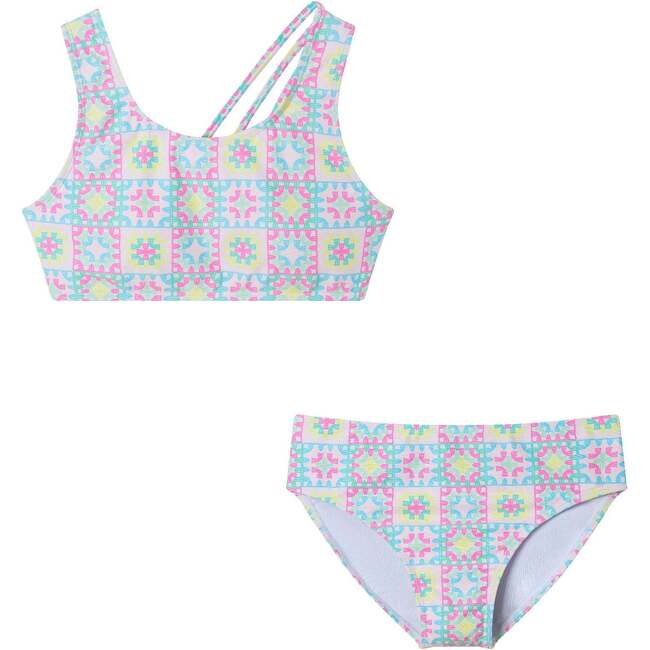 Kids Two-Piece Swimsuit, Multicolor Crochet