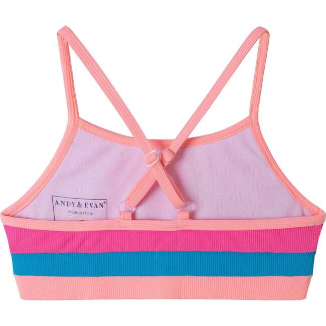 Kids Two-Piece Swimsuit, Pink Color-Block - Two Pieces - 4