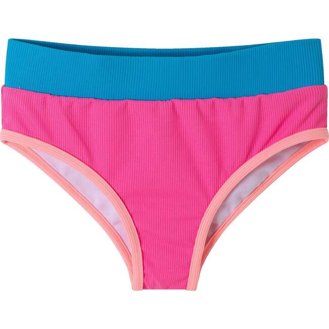Kids Two-Piece Swimsuit, Pink Color-Block - Two Pieces - 5