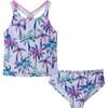 Kids Tankini Swimsuit Set, Purple Palm Trees - One Pieces - 1 - thumbnail