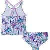 Kids Tankini Swimsuit Set, Purple Palm Trees - One Pieces - 2