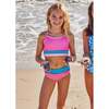 Kids Two Piece Swimsuit Set, Pink Colorblock - Two Pieces - 2