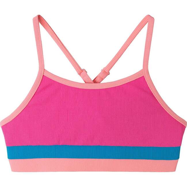 Kids Two Piece Swimsuit Set, Pink Colorblock - Two Pieces - 5