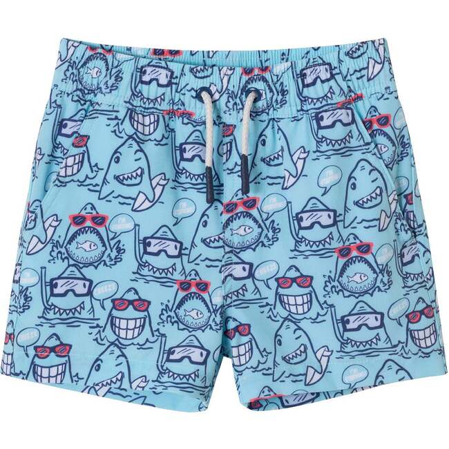 Kids Swim Trunk, Shark Character Print