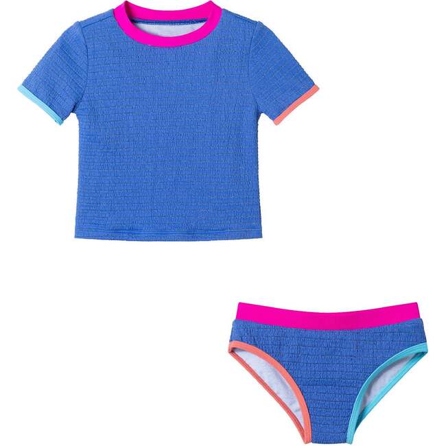 Kids Short Sleeve Rashguard Set, Cobalt Blue