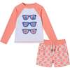 Kids Rashguard & Swim Trunk Set, Sunglasses & Beach Vibes - Swim Trunks - 1 - thumbnail