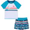 Kids Rashguard & Swim Trunk Set, Sailboat Horizon - Swim Trunks - 1 - thumbnail