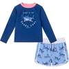 Kids Rashguard & Swim Trunk Set, Navy Shark - Swim Trunks - 1 - thumbnail