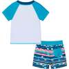 Kids Rashguard & Swim Trunk Set, Sailboat Horizon - Swim Trunks - 2