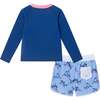 Kids Rashguard & Swim Trunk Set, Navy Shark - Swim Trunks - 2