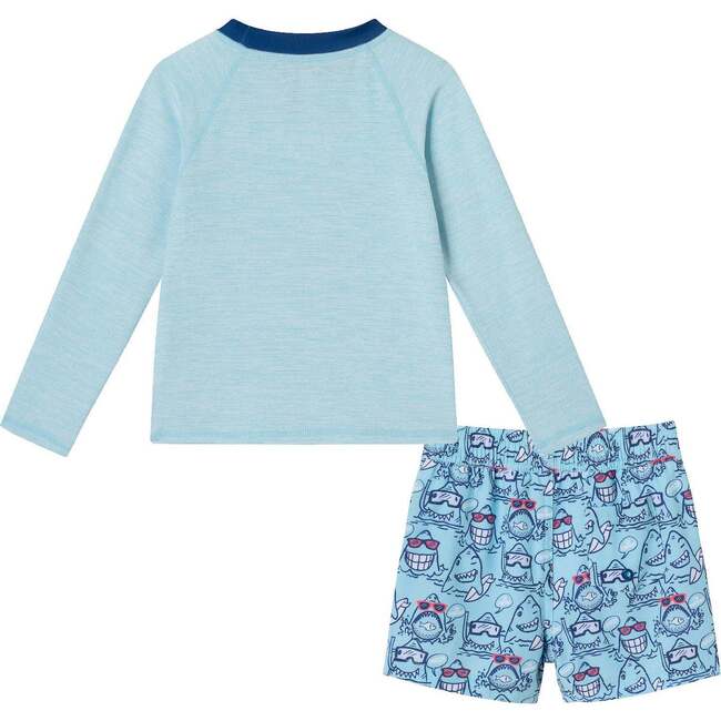 Kids Rashguard & Swim Trunk Set, Shark Characters - Swim Trunks - 2
