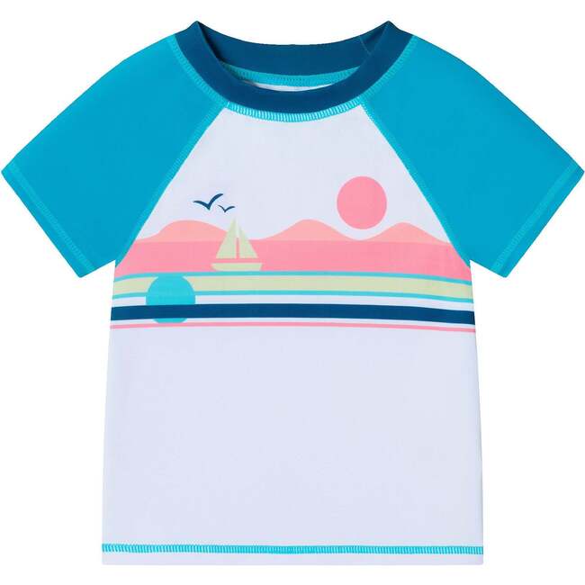 Kids Rashguard & Swim Trunk Set, Sailboat Horizon - Swim Trunks - 3