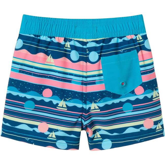 Kids Rashguard & Swim Trunk Set, Sailboat Horizon - Swim Trunks - 6