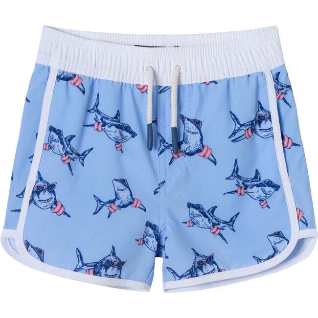 Kids Rashguard & Swim Trunk Set, Navy Shark - Swim Trunks - 5