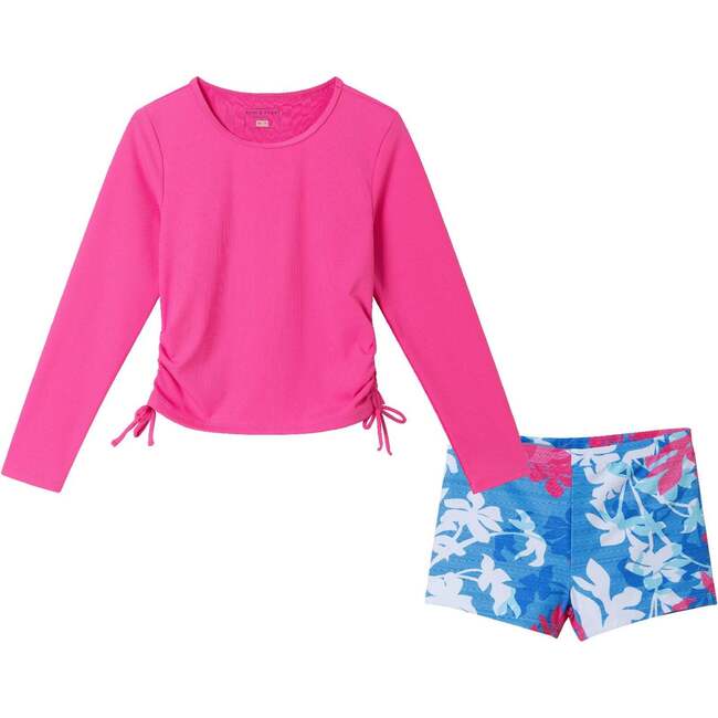 Kids Rashguard & Short Set, Pink & Blue