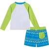Kids Rashguard & Swim Trunk Set, Lime & Blue Breeze - Swim Trunks - 2