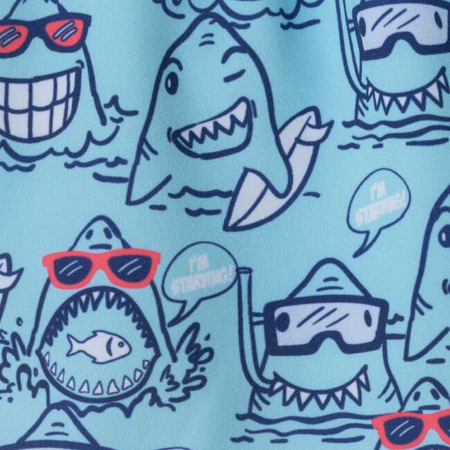 Kids Rashguard & Swim Trunk Set, Shark Characters - Swim Trunks - 7