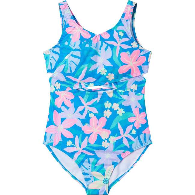 Kids One-Piece Swimsuit, Tropical Flowers