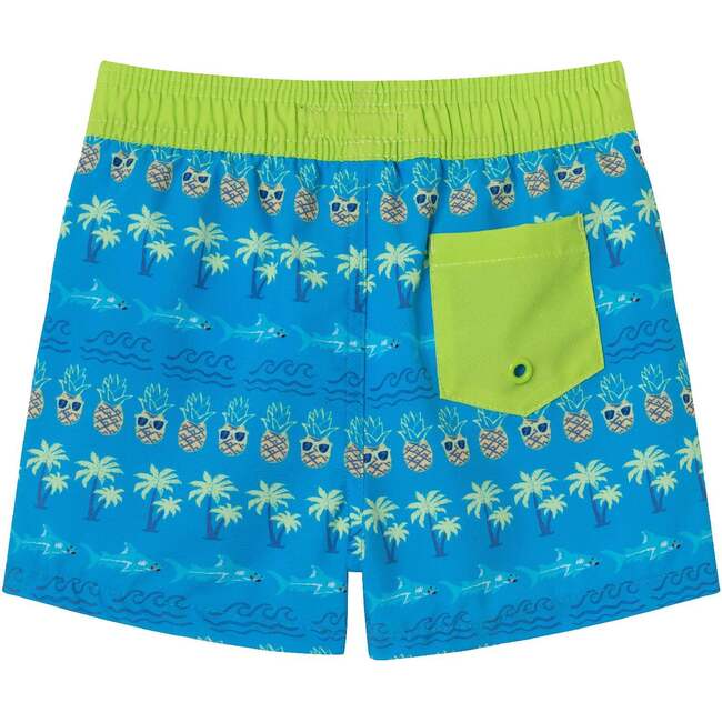 Kids Rashguard & Swim Trunk Set, Lime & Blue Breeze - Swim Trunks - 6