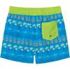 Kids Rashguard & Swim Trunk Set, Lime & Blue Breeze - Swim Trunks - 6
