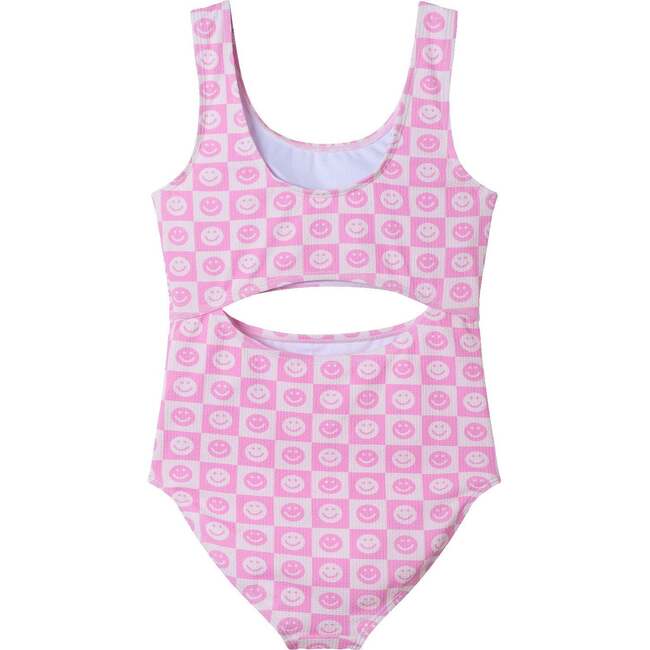Kids One-Piece Swimsuit, Pink Smiley - One Pieces - 2