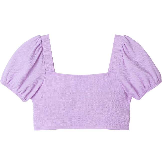 Kids Puff Sleeve Two-Piece Swimsuit, Purple - Two Pieces - 3