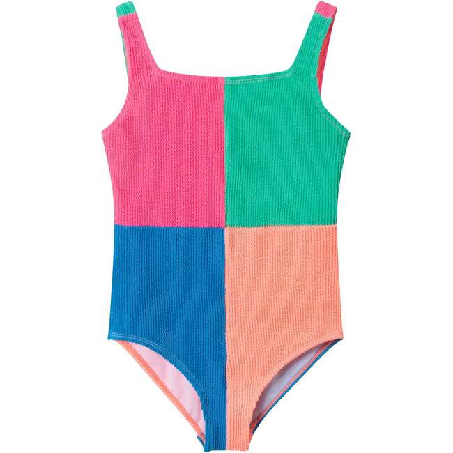 Kids One-Piece Swimsuit, Multi Color Block