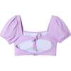 Kids Puff Sleeve Two-Piece Swimsuit, Purple - Two Pieces - 4