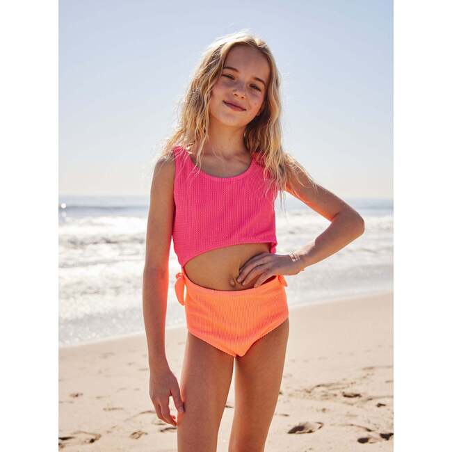 Kids One-Piece Swimsuit, Hot Pink - One Pieces - 3