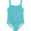 Kids One-Piece Swimsuit, Aqua Eyelet - One Pieces - 1 - thumbnail
